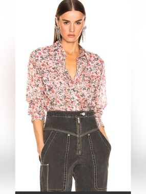 Isabel Marant Etoile- Emilina Pear Snap Button top- FR 34 - US 2